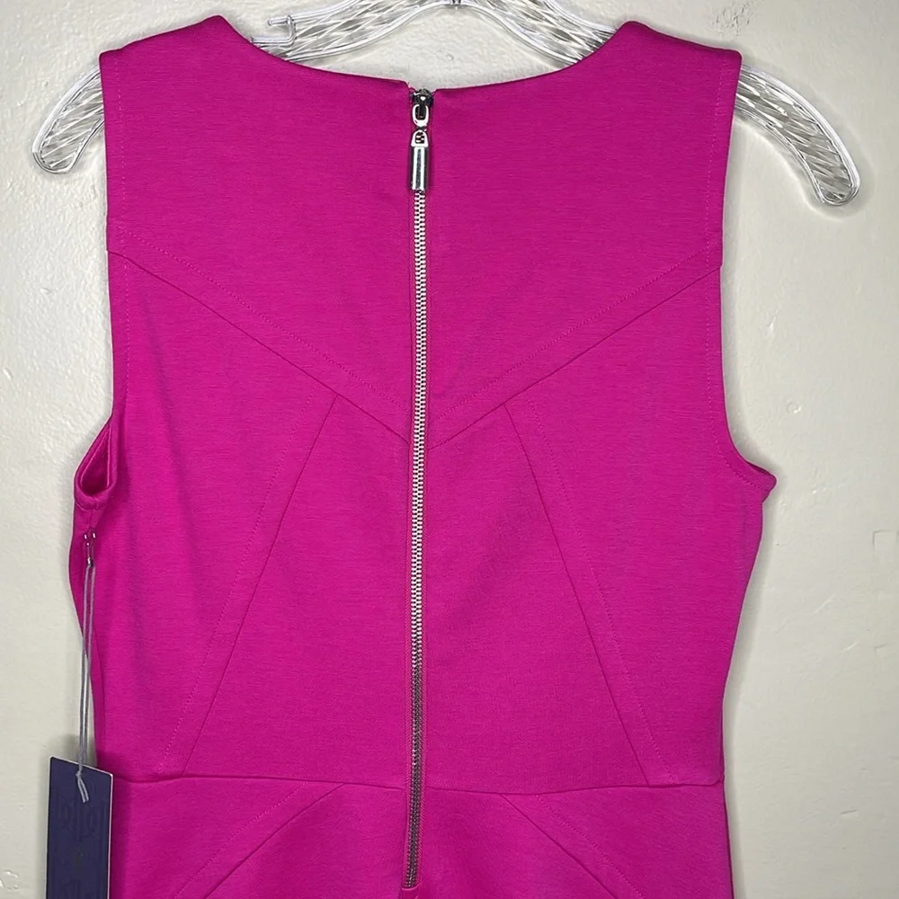 JENNIFER LOPEZ Dress Pink Ponte Knit Flattering MIDI Stretchy Sleeveless 6
